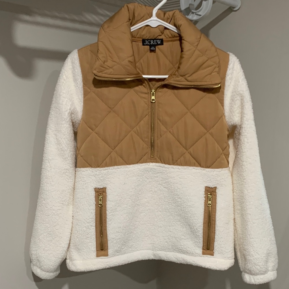 J. Crew Tan and Cream Quilted Sweater